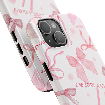 Cute Girls' Tough Phone Case - 'I'm Just a Girl' Design